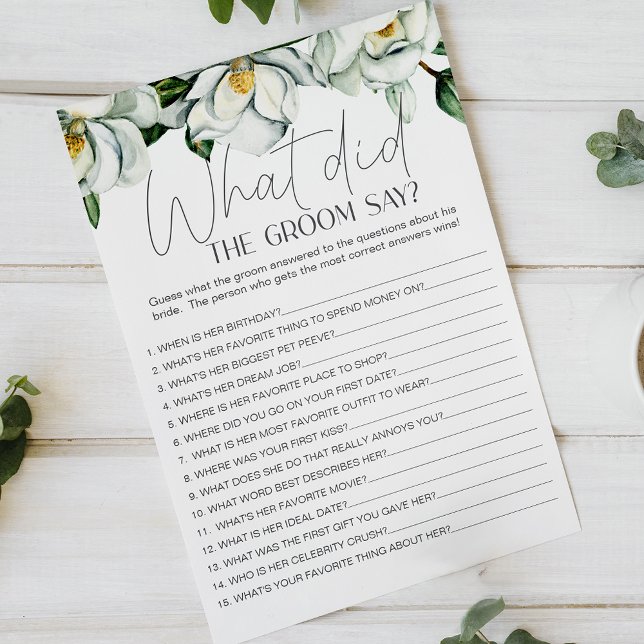 Vita Magnolia-Blommigtens Möhippa skulle Groom säg Flygblad (Skapare uppladdad)