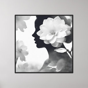 Vita Magnolia Drömmar Modern Zen Monokrom Canvastryck