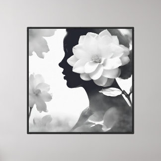 Vita Magnolia Drömmar Modern Zen Monokrom Canvastryck