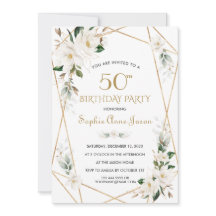 Vita Magnolia Flowers Guld 50:e födelsedagen