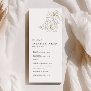 Vita Magnolia Illustration Modern Program Bröllop