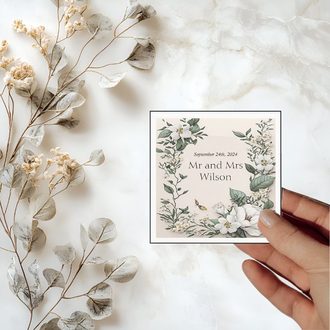 Vita Magnolias och Bröllop Dinner Cocktail Pappersservett (Skapare uppladdad)