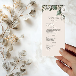 Vita Magnolias och Butterfly Bröllop Middag Menu Meny