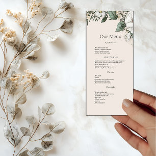 Vita Magnolias och Butterfly Bröllop Middag Menu Meny