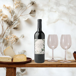 Vita Magnolias- och Butterfly Bröllop Vin-etikette Vinflaska Etikett