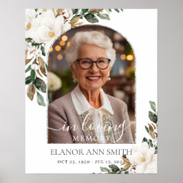 Vita Magnolior Blommig Bild Begravningsminne Poster