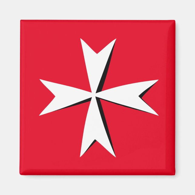 Vita maltesiska Kor & Malta flagga /knight symbol  Magnet (Framsidan)