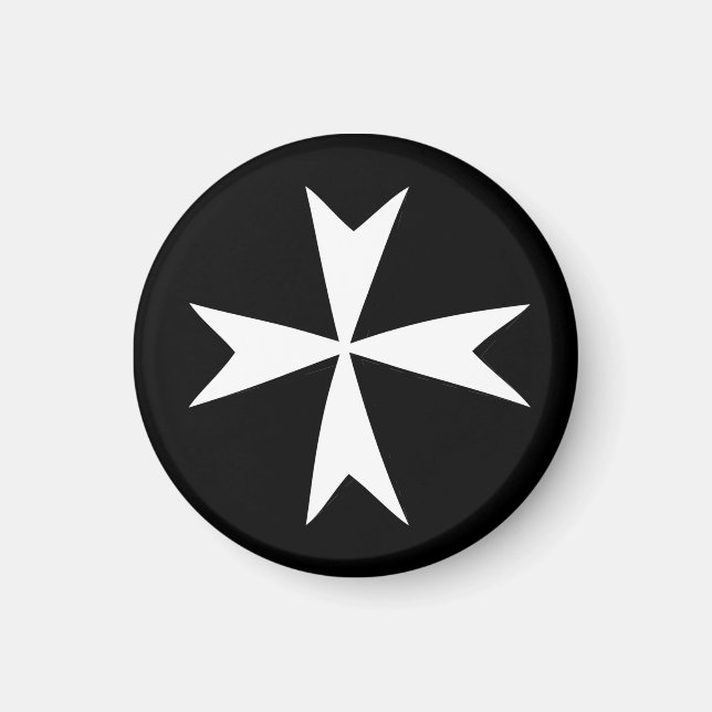 Vita maltesiska Kor & Malta flagga /knight symbol  Magnet (Framsidan)