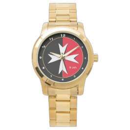 Vita maltesiska Kor och Malta flagga mode / knight Armbandsur