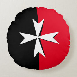 Vita maltesiska symbolen Kor och Malta flagga/kniv Rund Kudde