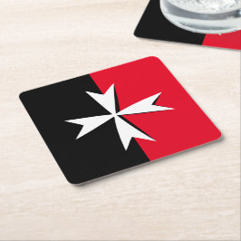 Vita maltesiska symbolen Kor och Malta flagga/kniv Underlägg Papper Kvadrat
