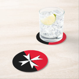 Vita maltesiska symbolen Kor och Malta flagga/kniv Underlägg Papper Rund