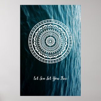 Vita Mandala Låt havet göra dig fri Poster
