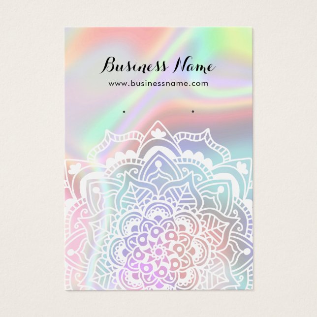 Vita Mandala på Holografisk Visning Uppläsningskor Visitkort (Framsidan)