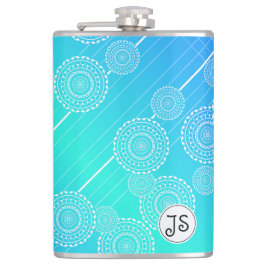 Vita mandalas på Aqua Blue Rainbow Blend Monogram Fickplunta