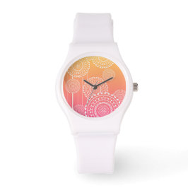 Vita mandalas på Gult Rosa Blend Rainbow Armbandsur