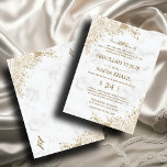 Vita Marble Blommigt Snöre islamisk muslimsk Bröll Inbjudningar<br><div class="desc">Vita marmor Blommigt Guld, islamiska bröllopsinbjudan till islamiska bröllop: En pristine vit marble backdroppe är startpunkten för inbjudan till elegant bröllop. Fintliga konturer av blommigt, som påminner om okomplicerade ramar, placeras i motstående hörn och skapar en balanserad och visuellt tilltalande utformning. Inbjudan börjar med helig-frasen "Bismillah" i elegant arabisk kalligrafi,...</div>