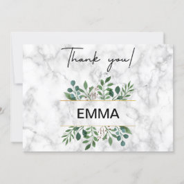 Vita marble Bröllop Watercolor Tack Kort