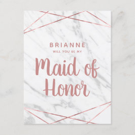 Vita Marble Geo, ska du vara min Maid of honor Inbjudningar