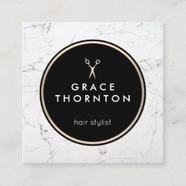 Vita marble Hair Stylist-sax Fyrkantigt Visitkort