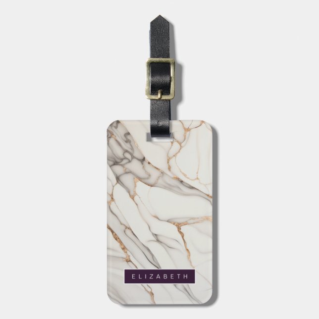 Vita marble Luggage-taggar Bagagebricka (Vertikal Framsida)