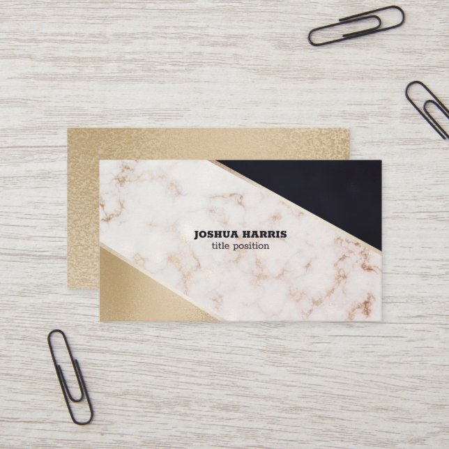 Vita Marble och Glitter Visitkort (Fram/Back In Situ)