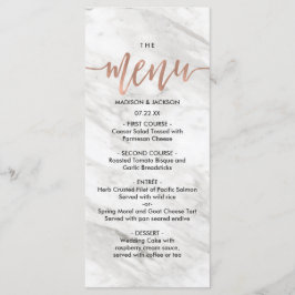 Vita Marble & Ro Guld Elegant bröllop Menu Meny