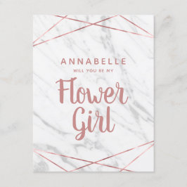 Vita Marble Ro Guld ska du bli min ungflicka Inbjudningar