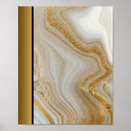 Vita marble Stone/Black Guld Gräns Art Poster