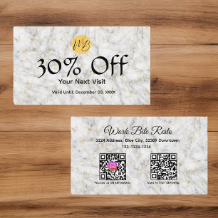 Vita Marble Struktur Restaurant Qr Code Menu och Rabattkort