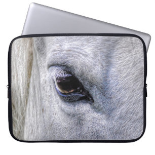 Vita Mare Horse's Öga Animal-älskare Photo Laptop Fodral