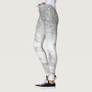 Vita marmor- och glitter-marmor leggings