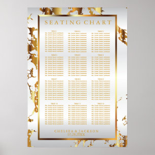 Vita marmor och Guld - Sittdiagram (12) Poster