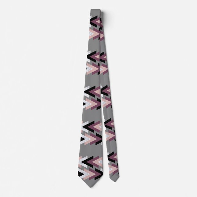 Vita marmorblad med lila i ro, svart geometri slips (Framsida)