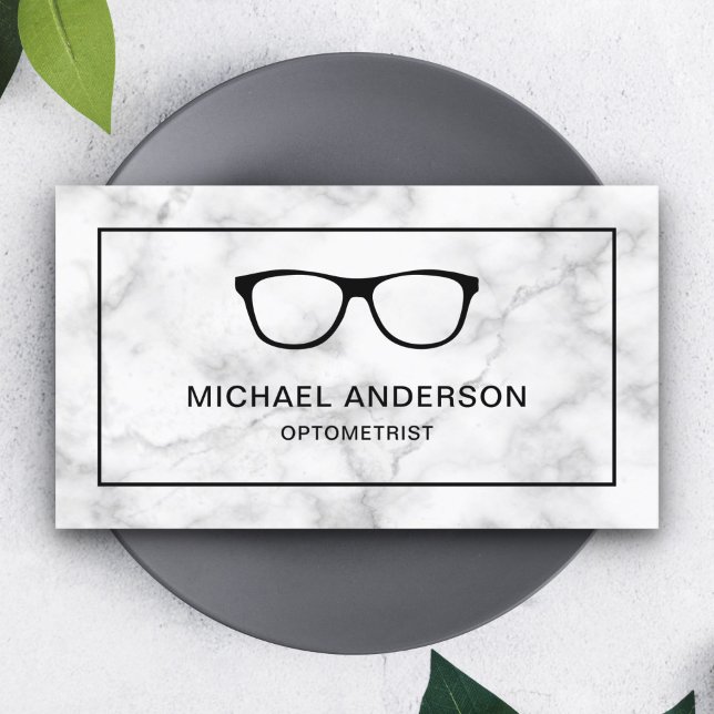 Vita marmorbordade glasögon Ögonläkare Optiker Visitkort (Skapare uppladdad)