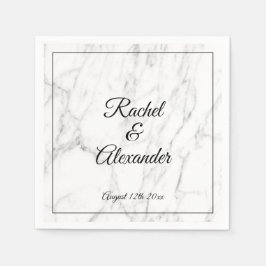 Vita marmorstenar, personligt bröllp pappersservett