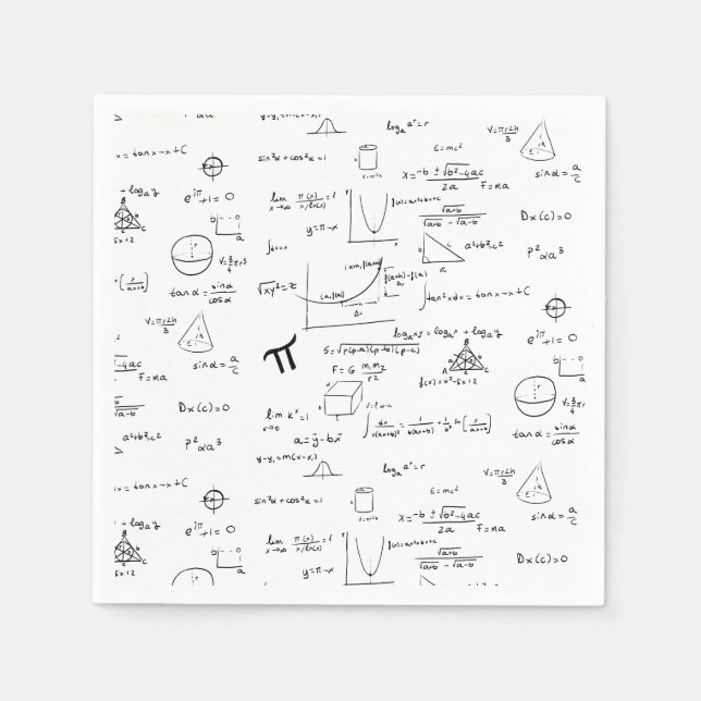 Vita matematiska ekvationer Graphics Forms Mönster Pappersservett (Framsidan)