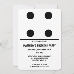 Vita med Black Dots Domino Anpassningsbar Party Inbjudningar