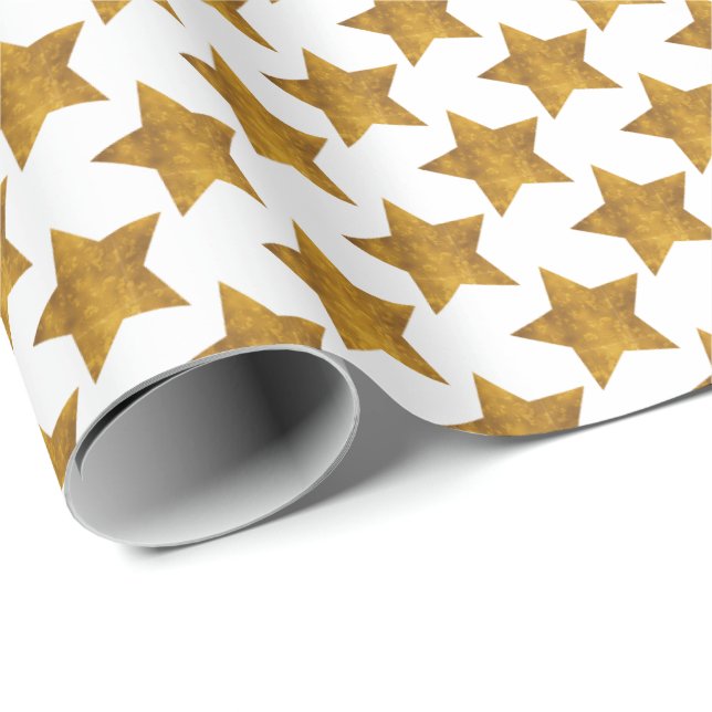 Vita med Guld Stars Helgdag julklapp Presentpapper (Rullad Hörn)