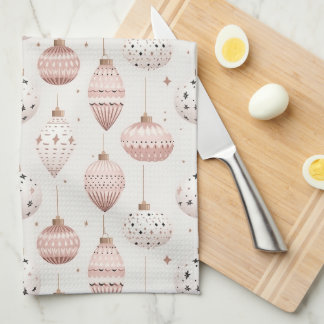 VITA MED PASTEL-ROSA OCH VITORNADER KÖKSHANDDUK