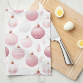 VITA MED PASTEL-ROSA OCH VITORNADER KÖKSHANDDUK