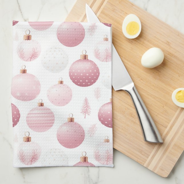 VITA MED PASTEL-ROSA OCH VITORNADER KÖKSHANDDUK (Vikt i Fjärdedel)