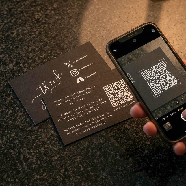 Vita medieikoner i social tack vare rabatt tilläggskort (White social media icons thank you discount enclosure card)