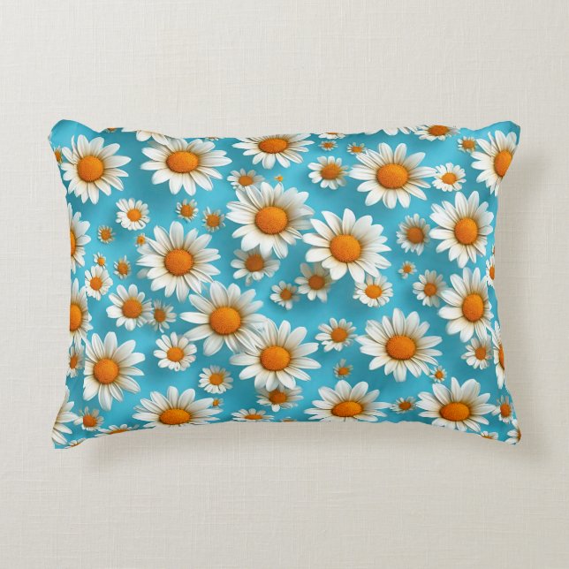 Vita Minimalistiska Blommor Hem Dekoration Elegant Prydnadskudde (Framsidan)