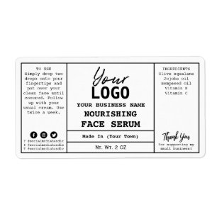 Vita minimalistiska serumetiketter fraktsedel