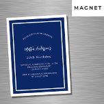 Vita minimalistlyxen från daggflottan magnetisk inbjudningskort<br><div class="desc">En modern,  elegant magnetisk inbjudan. En marin blå bakgrund dekorerad med vitt ramar. Anpassa och lägg till namn och detaljer. Vit text.</div>