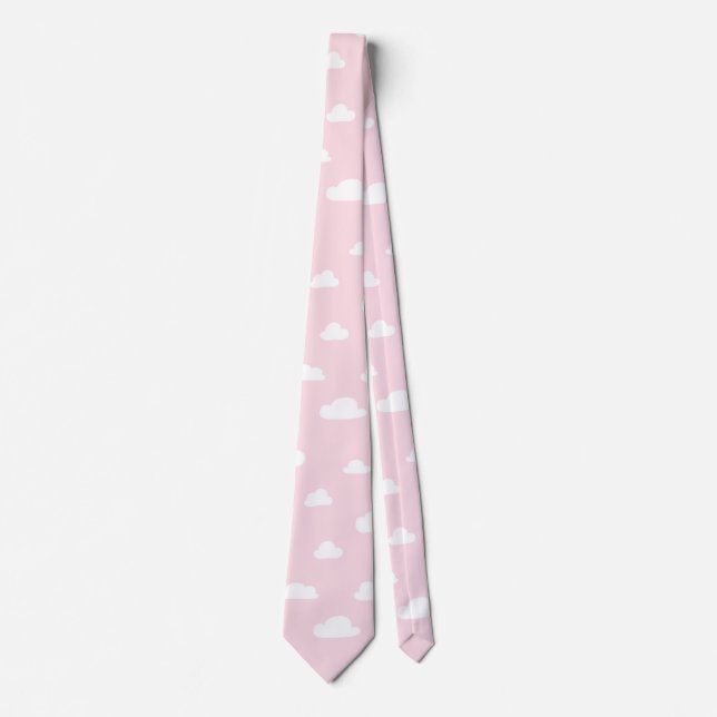 Vita moln av Tecknad på Rosa Mönster i bakgrunden Slips (Framsida)