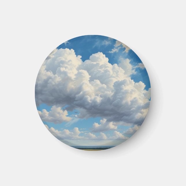 Vita moln och Clear Blå himmel Magnet (Framsidan)