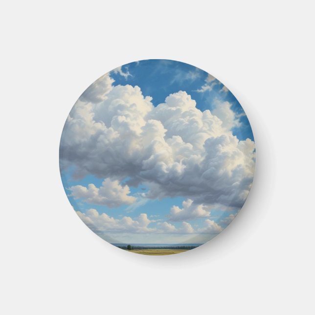Vita moln och Clear Blå himmel Magnet (Framsidan)