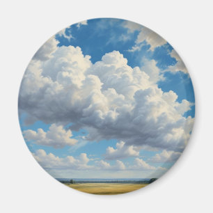 Vita moln och Clear Blå himmel Magnet